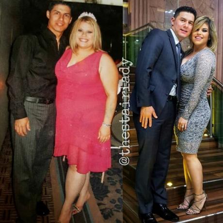 Elena ve kocası - öncesi ve kilo kaybı sonrasında